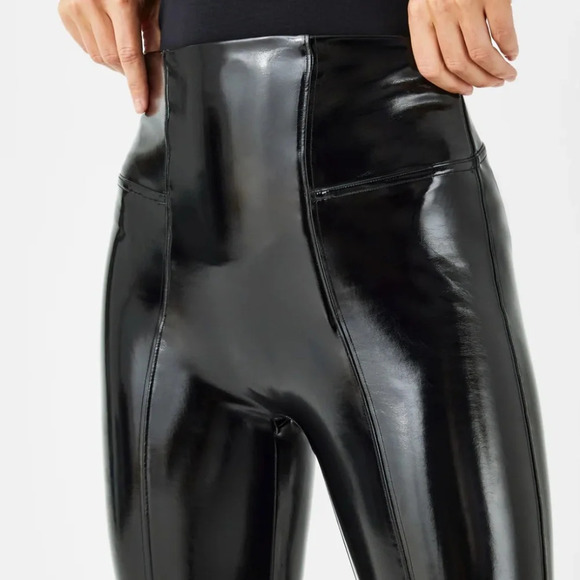 NWT SPANXshape Faux Leather Patent Leggings - Size Medium - Classic Black - Picture 4 of 11
